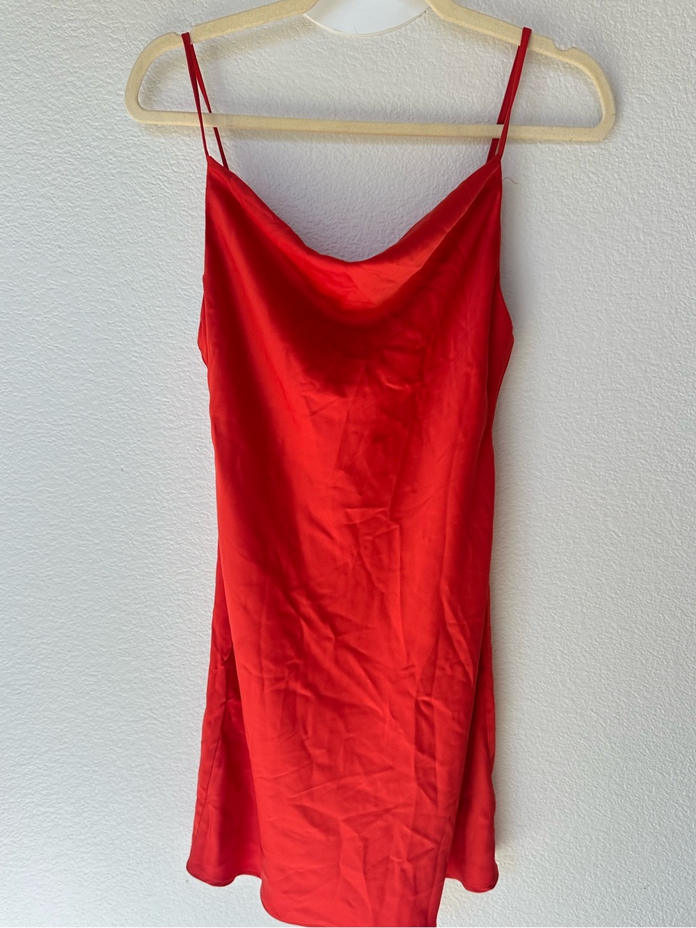Urban Outfitters Cowl Neck Y2K Red Satin Mini Dress